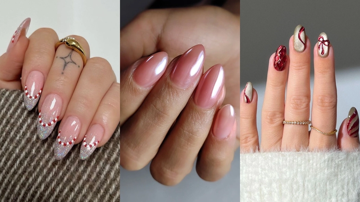 Зимовий манікюр 2025-2026 на мигдальні нігті